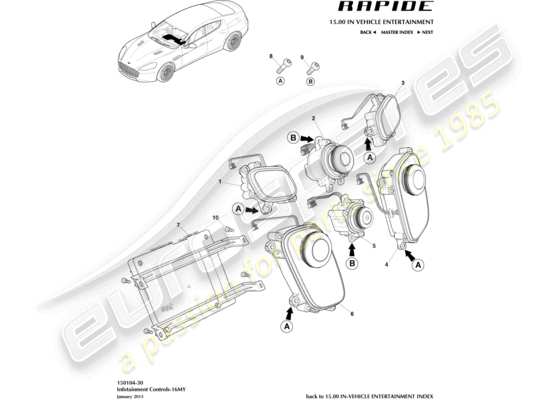 a part diagram from the aston martin rapide (2010) parts catalogue