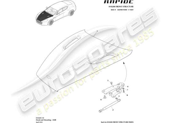 a part diagram from the aston martin rapide (2014) parts catalogue