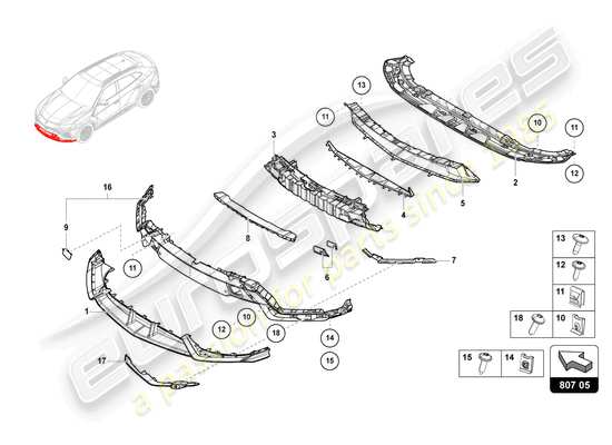 a part diagram from the lamborghini urus (2022) parts catalogue