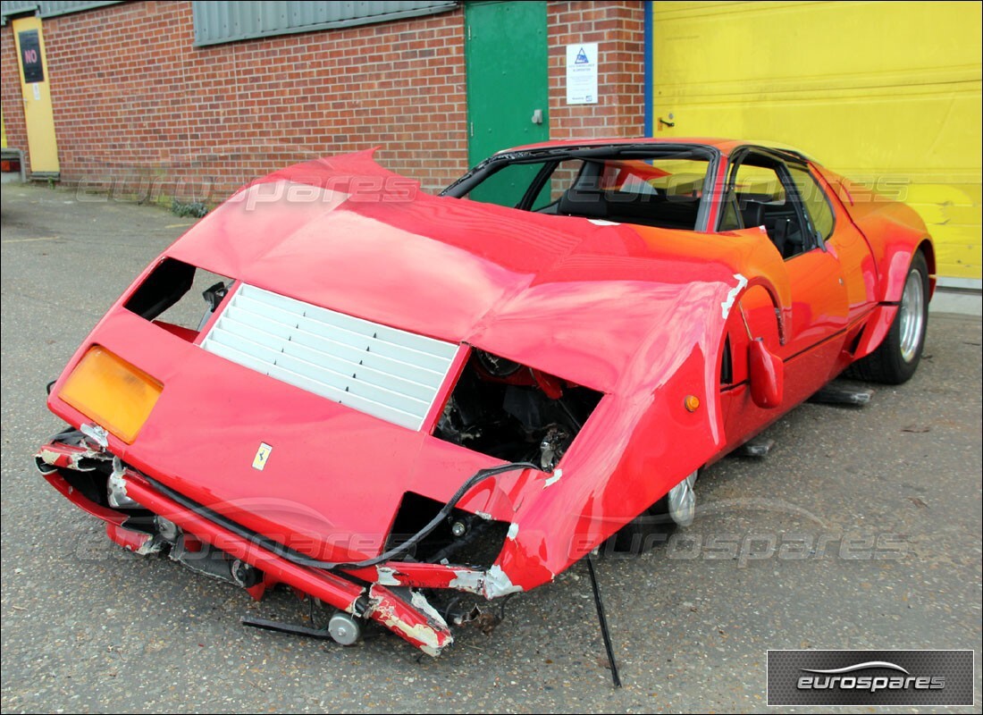 Ferrari 512 BB getting ready to be stripped for parts at Eurospares