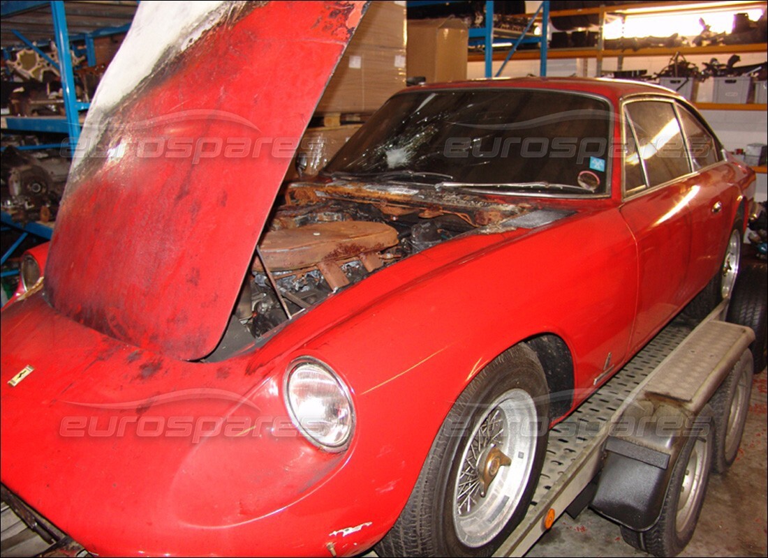 Ferrari 365 GT 2+2 (Mechanical) getting ready to be stripped for parts at Eurospares