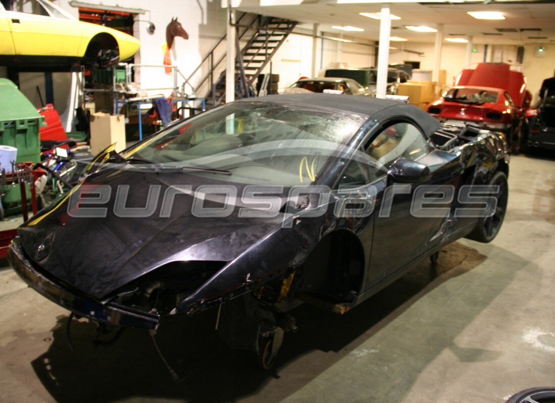 Lamborghini LP560-4 Spider (2010) getting ready to be stripped for parts at Eurospares
