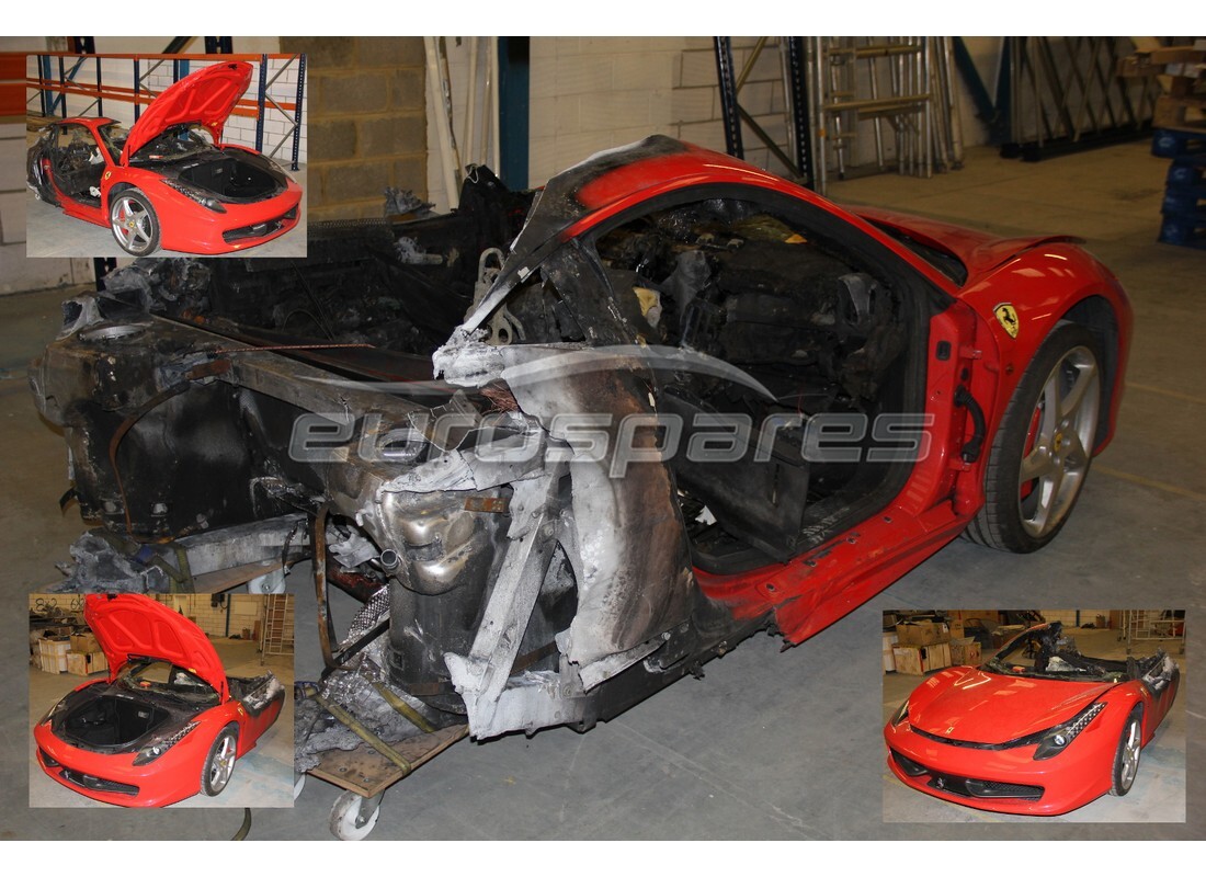 Ferrari 458 Italia (Europe) getting ready to be stripped for parts at Eurospares