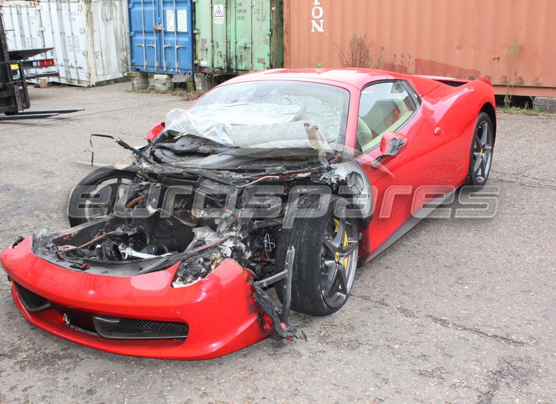 Ferrari 458 Spider (Europe) getting ready to be stripped for parts at Eurospares