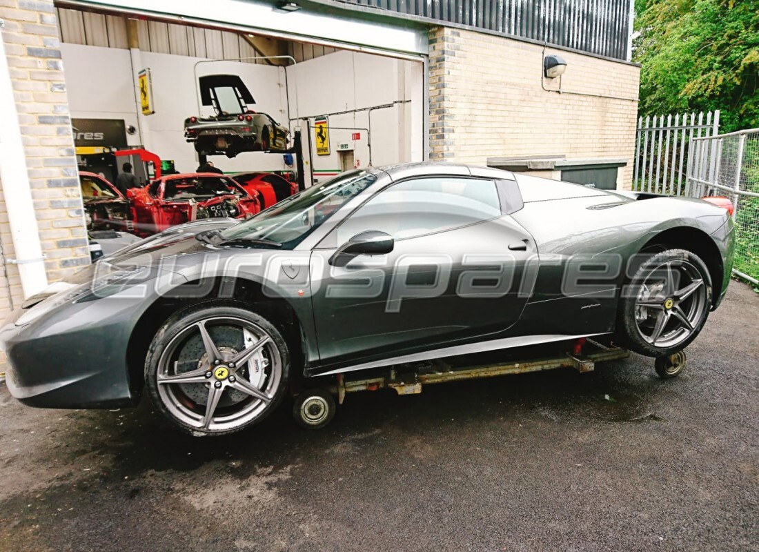 Ferrari 458 Spider (Europe) getting ready to be stripped for parts at Eurospares