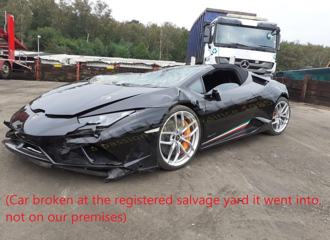 Lamborghini PERFORMANTE SPYDER (2019) getting ready to be stripped for parts at Eurospares