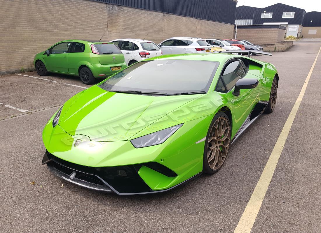 Lamborghini Performante Coupe (2018) getting ready to be stripped for parts at Eurospares
