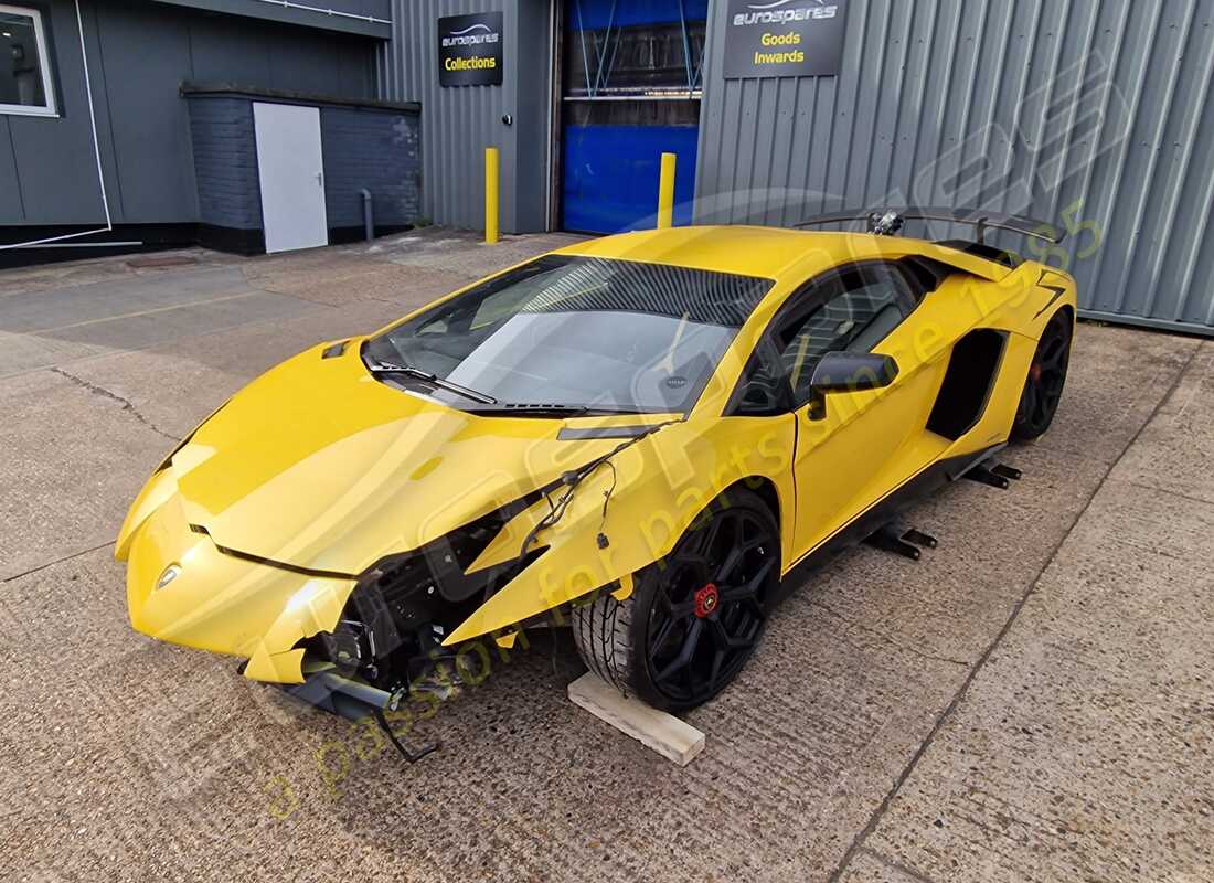 Lamborghini LP750-4 SV COUPE (2016) getting ready to be stripped for parts at Eurospares