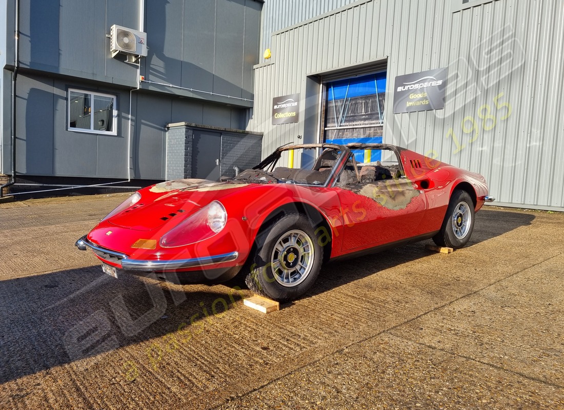 Ferrari 246 Dino (1975) getting ready to be stripped for parts at Eurospares