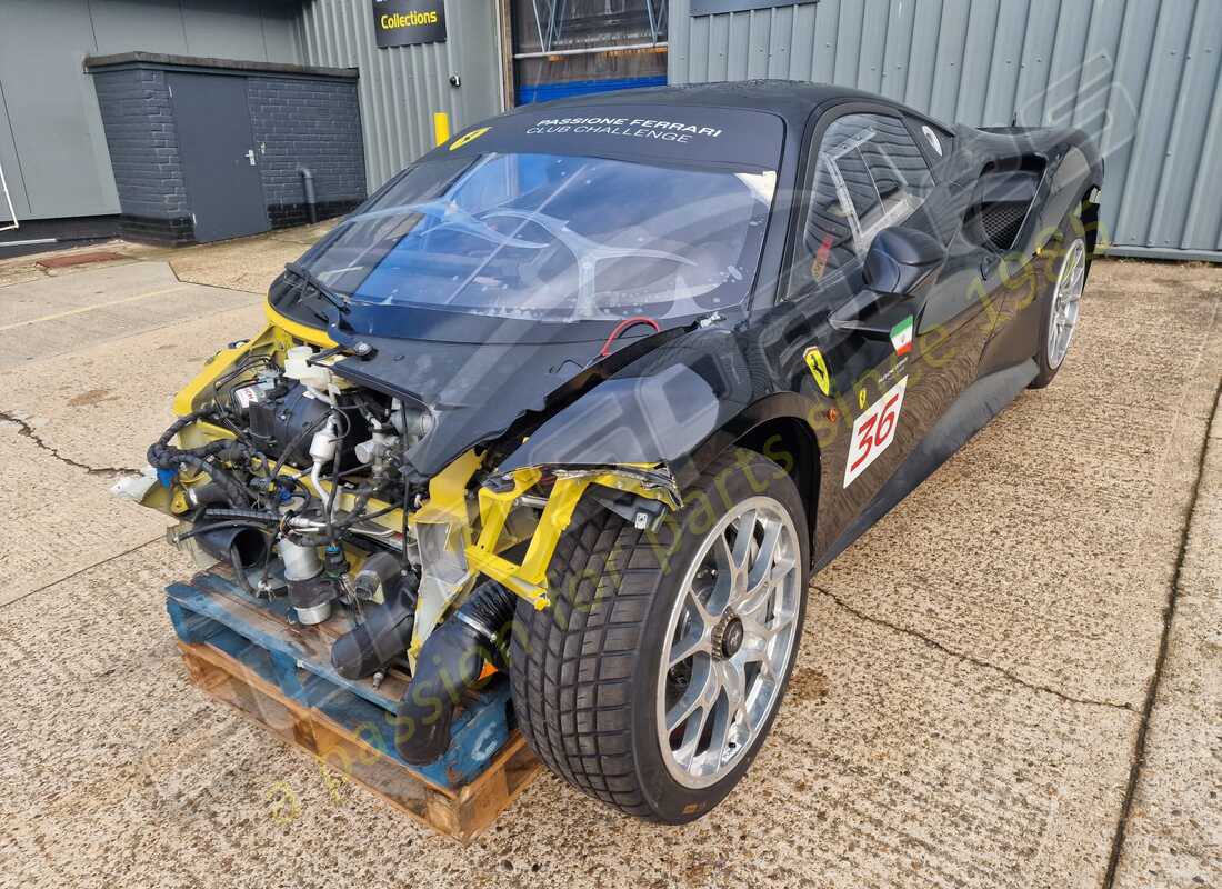 Ferrari 488 Challenge getting ready to be stripped for parts at Eurospares