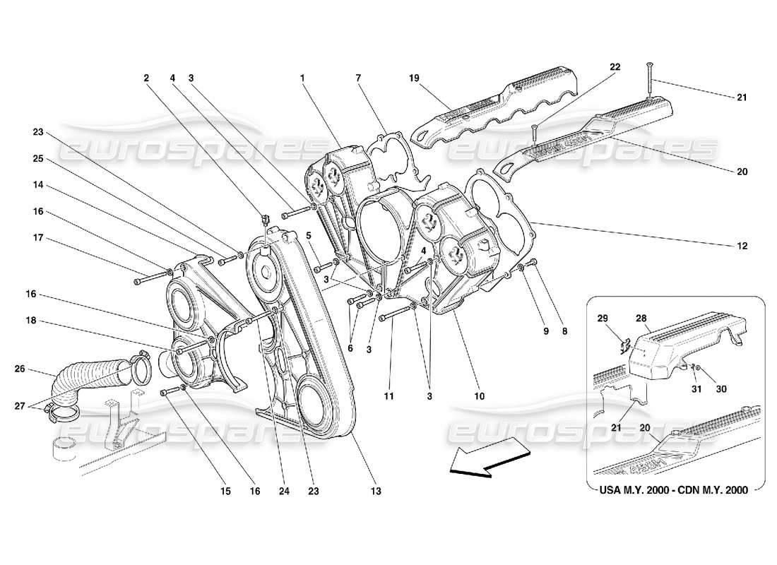 Ferrari 456 M GT/M GTA engine covers Parts Diagram