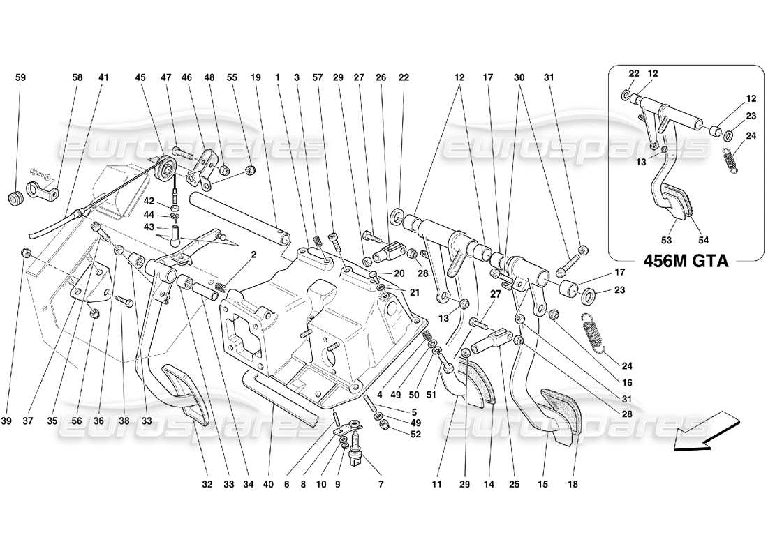 Ferrari 456 M GT/M GTA Pedals and Accelerator Control -Not for GD Part Diagram