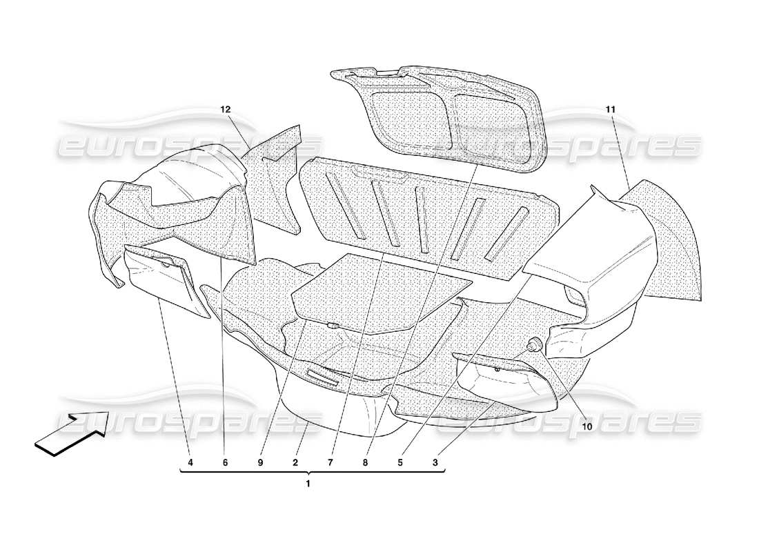 Ferrari 456 M GT/M GTA Trunk Hood Upholstery -Not for 456M GTA Part Diagram