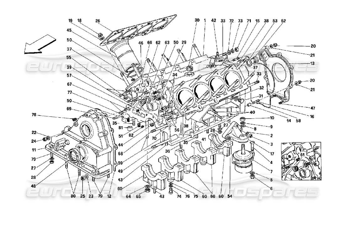 Ferrari Mondial 3.4 t Coupe/Cabrio crankcase Parts Diagram
