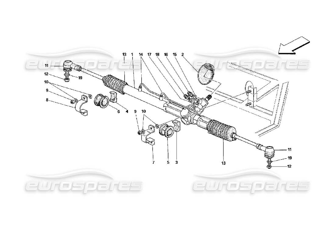 Ferrari Mondial 3.4 t Coupe/Cabrio Hydraulic Steering Box and Linkage Parts Diagram