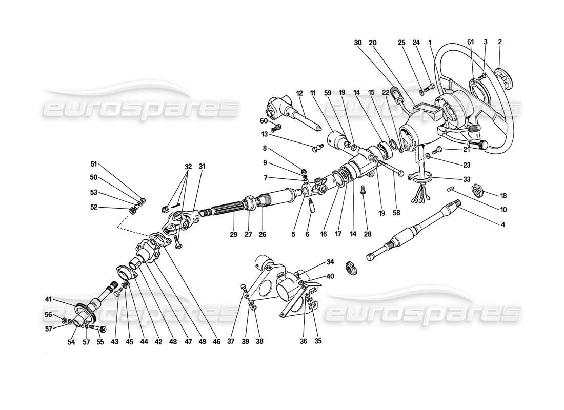Ferrari 208 Turbo (1989) Steering Column Parts Diagram