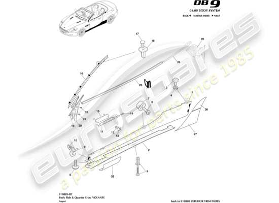 a part diagram from the Aston Martin DB9 (2006) parts catalogue