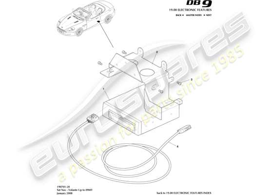 a part diagram from the Aston Martin DB9 (2007) parts catalogue