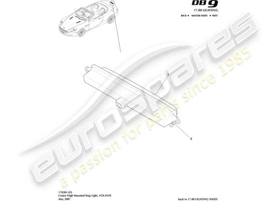 a part diagram from the Aston Martin DB9 (2008) parts catalogue