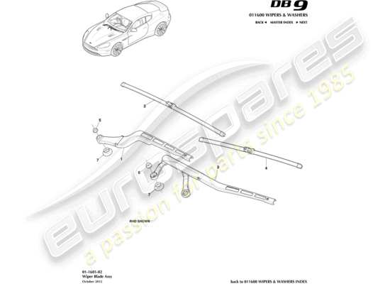 a part diagram from the Aston Martin DB9 (2013) parts catalogue