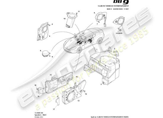 a part diagram from the Aston Martin DB9 (2017) parts catalogue