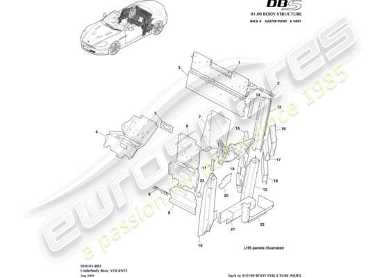 a part diagram from the Aston Martin DBS (2009) parts catalogue