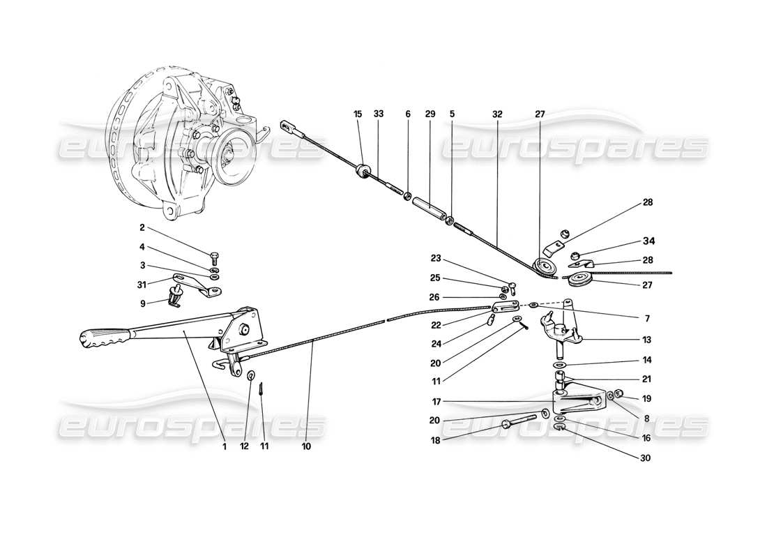 Ferrari 308 (1981) GTBi/GTSi Hand-Brake Control Parts Diagram