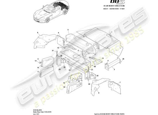 a part diagram from the Aston Martin DBS (2011) parts catalogue