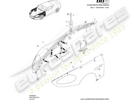 a part diagram from the Aston Martin DBS (2012) parts catalogue