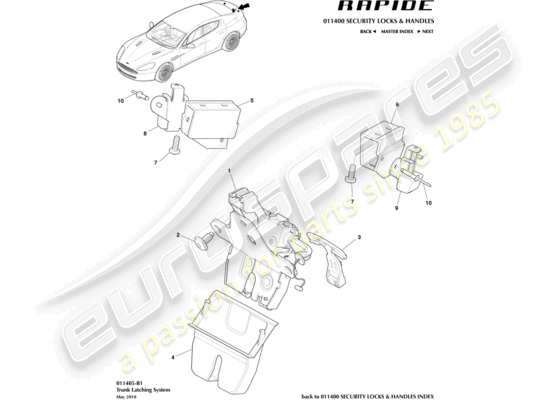 a part diagram from the Aston Martin Rapide (2010) parts catalogue