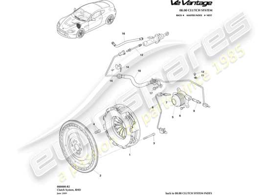 a part diagram from the Aston Martin V12 Vantage (2011) parts catalogue
