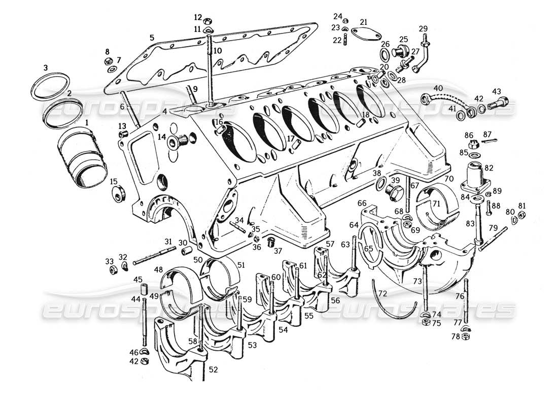 Ferrari 250 GTE (1957) Engine Crankcase Parts Diagram