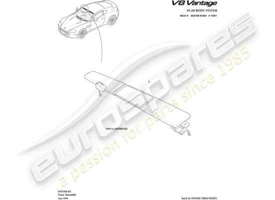 a part diagram from the Aston Martin V8 Vantage (2010) parts catalogue