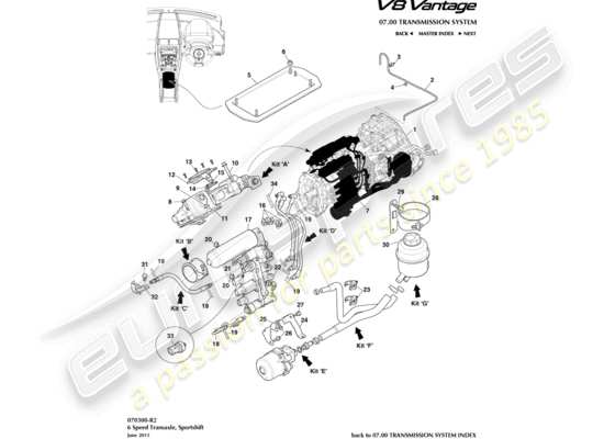 a part diagram from the Aston Martin V8 Vantage (2011) parts catalogue