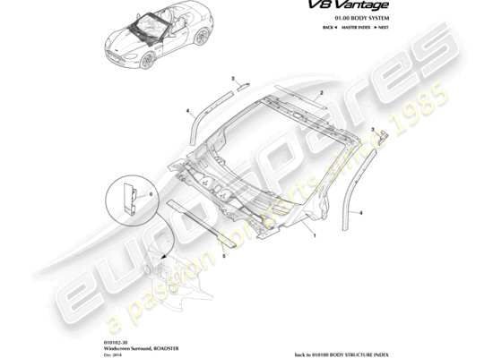 a part diagram from the Aston Martin V8 Vantage (2012) parts catalogue