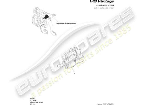 a part diagram from the Aston Martin V8 Vantage (2014) parts catalogue