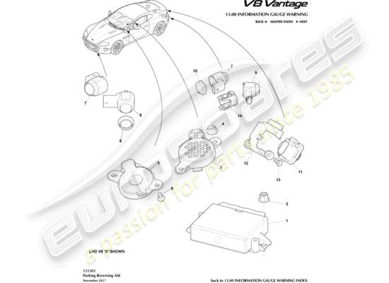 a part diagram from the Aston Martin V8 Vantage (2015) parts catalogue