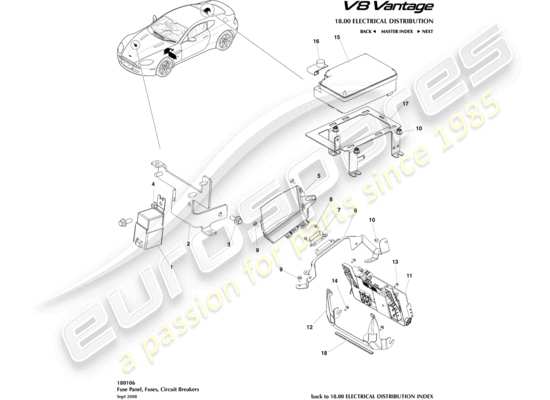 a part diagram from the Aston Martin V8 Vantage (2016) parts catalogue