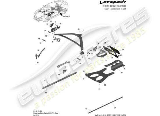 a part diagram from the Aston Martin Vanquish (2015) parts catalogue