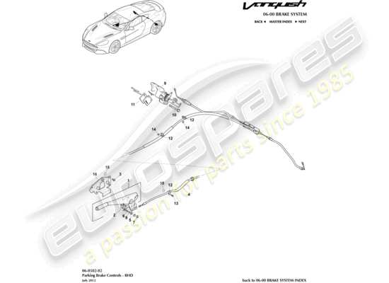 a part diagram from the Aston Martin Vanquish (2016) parts catalogue