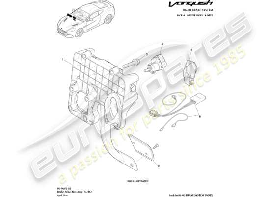 a part diagram from the Aston Martin Vanquish (2018) parts catalogue