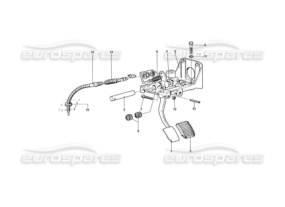 Ferrari 246 Dino (1975) Pedal Board - Clutch Control Parts Diagram