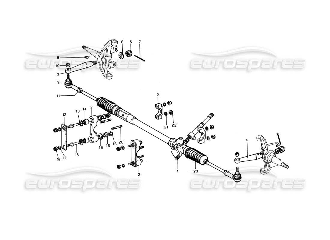 Ferrari 246 Dino (1975) Steering Box and Steering Linkages Parts Diagram