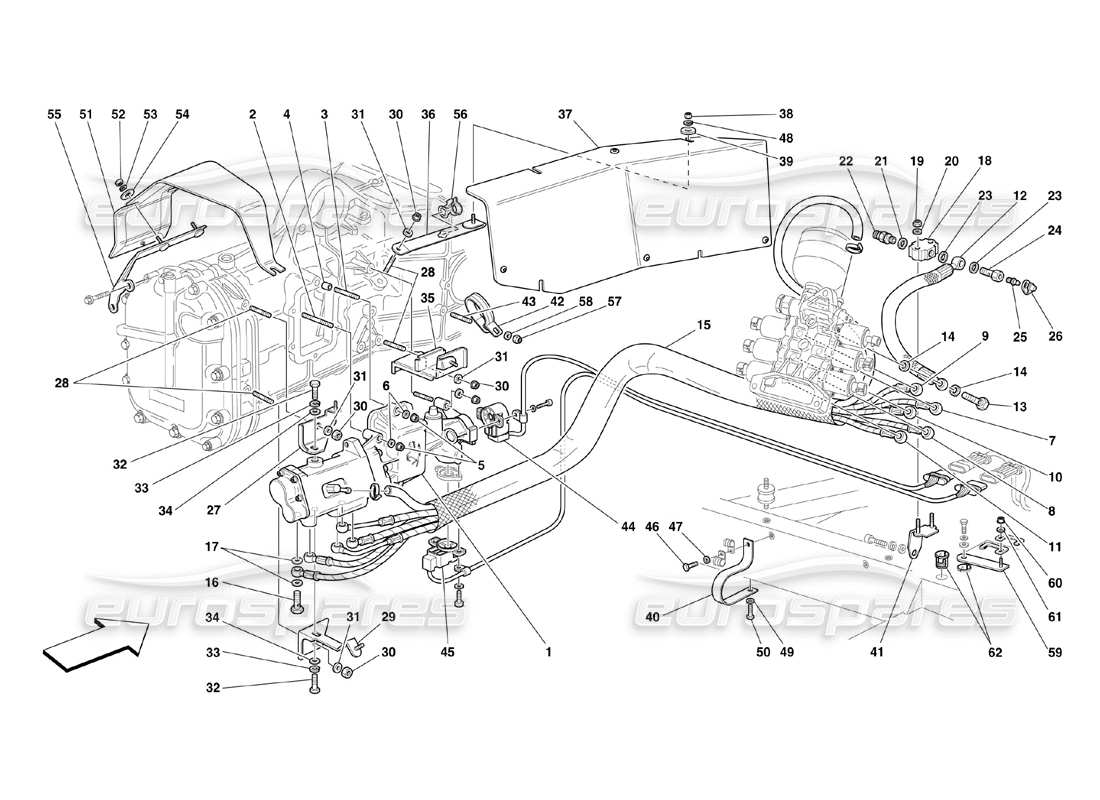 Ferrari 360 Challenge (2000) F1 Clutch Hydraulic Control Parts Diagram