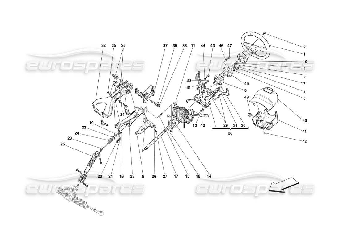Ferrari 360 Challenge (2000) Steering Column Parts Diagram