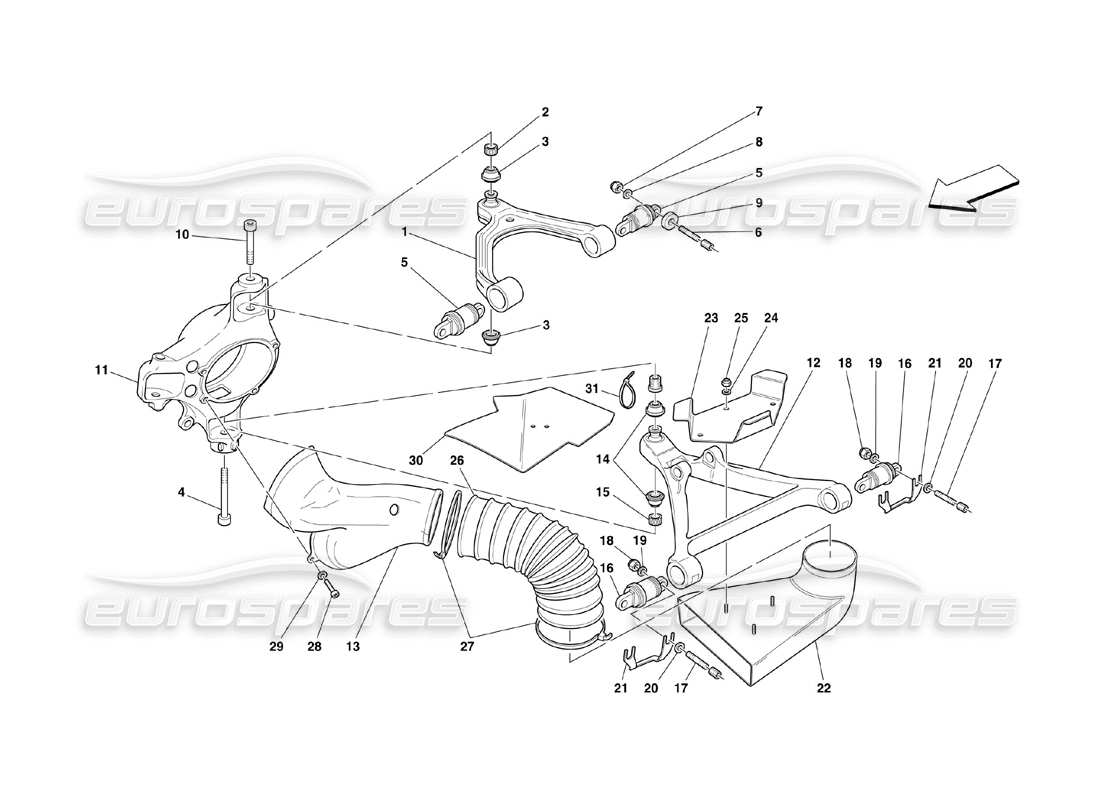 Ferrari 360 Challenge (2000) Front Suspension - Wishbones Parts Diagram