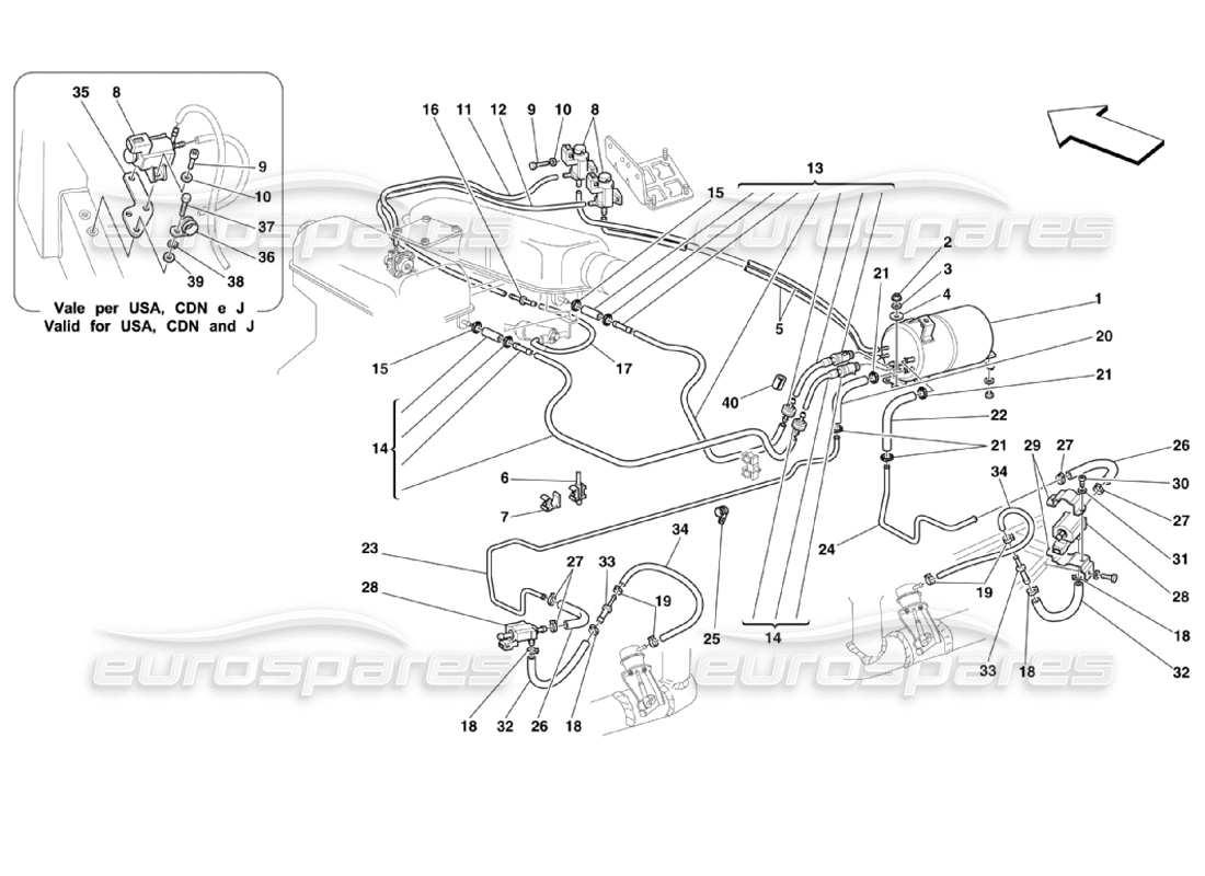 Ferrari 360 Challenge Stradale pneumatics actuator system Part Diagram