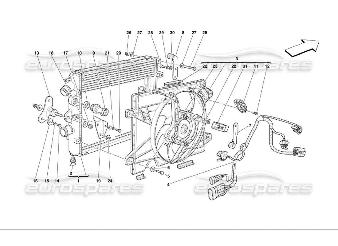 Ferrari 360 Modena Cooling System Radiators Part Diagram