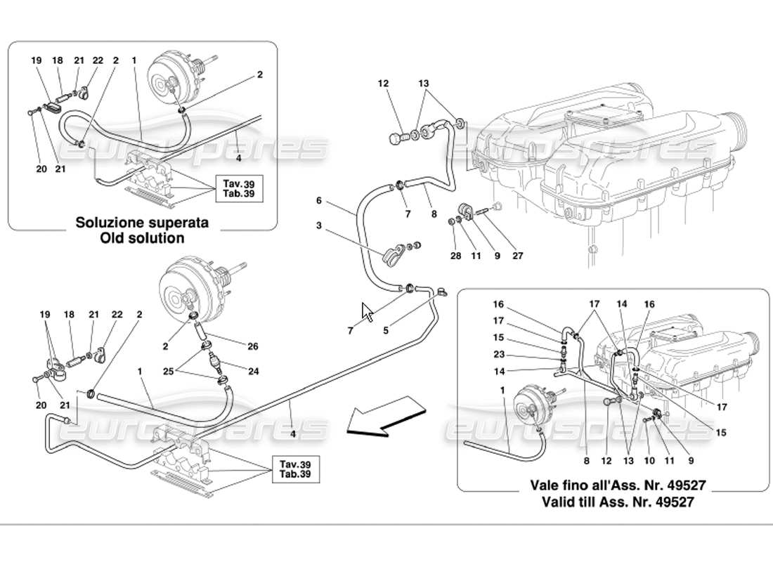 Ferrari 360 Modena Brake Booster System Part Diagram
