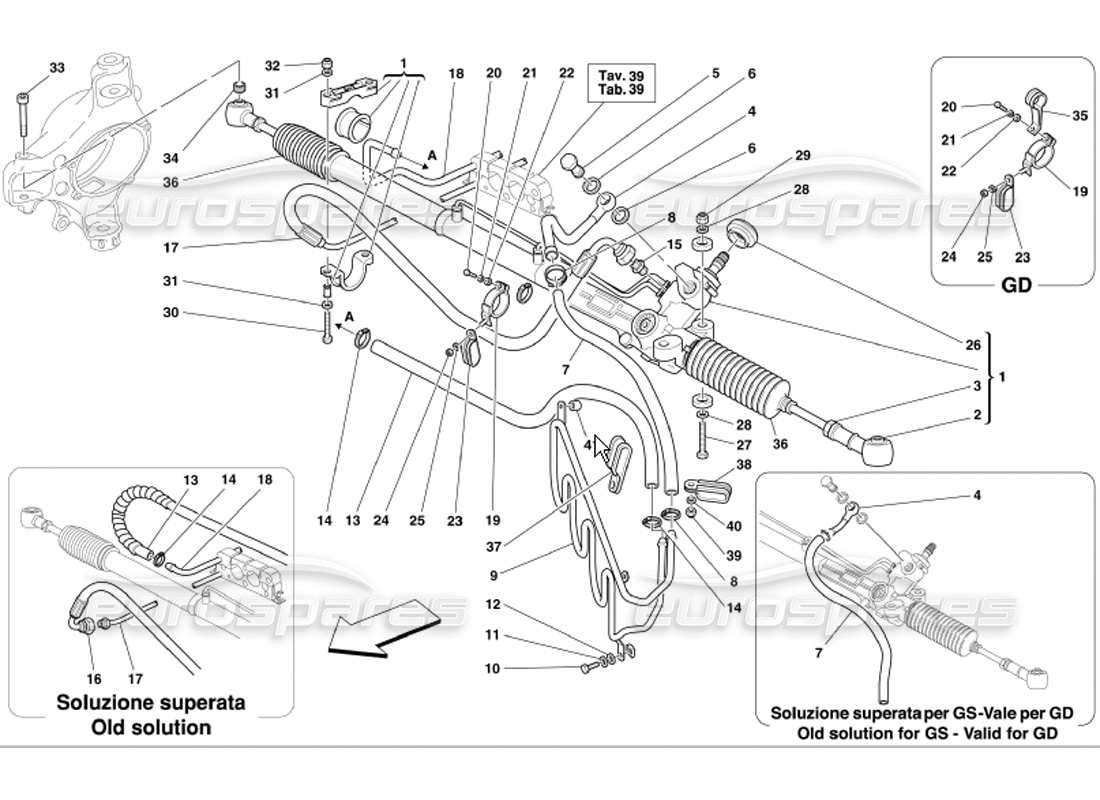 Ferrari 360 Modena Hydraulic Steering Box and Serpentine Part Diagram